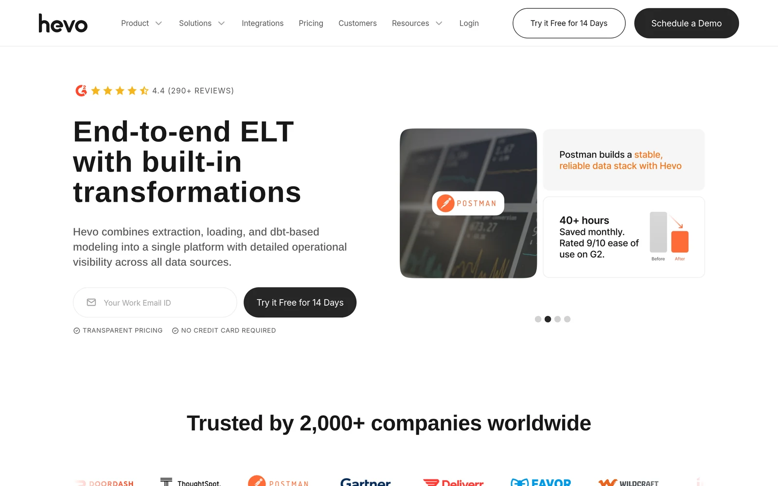 Hevo Data homepage